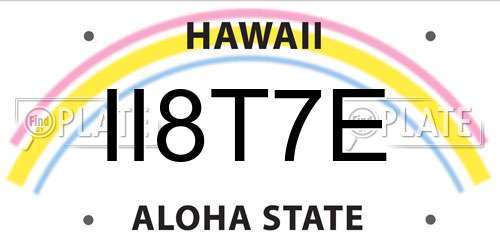 II8T7E Hawaii License Plate