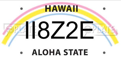 II8Z2E Hawaii License Plate