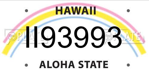 II93993 Hawaii License Plate