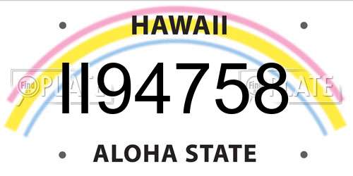 II94758 Hawaii License Plate