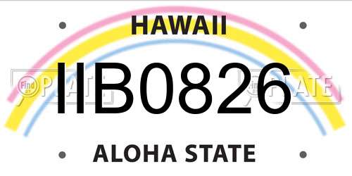 IIB0826 Hawaii License Plate