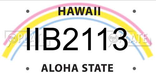 IIB2113 Hawaii License Plate