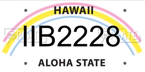 IIB2228 Hawaii License Plate