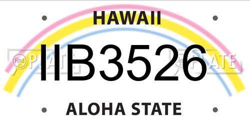 IIB3526 Hawaii License Plate