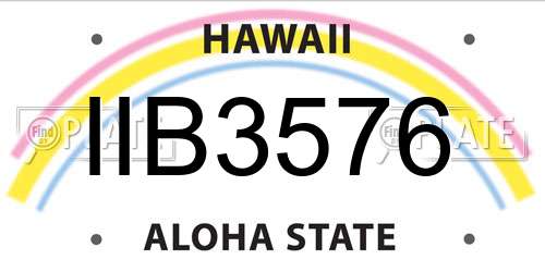 IIB3576 Hawaii License Plate
