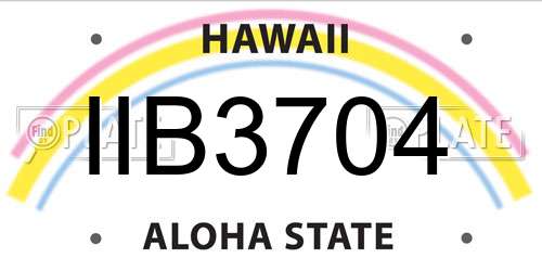 IIB3704 Hawaii License Plate