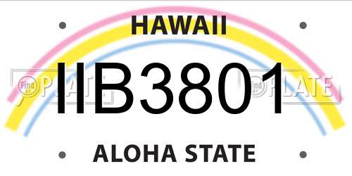 IIB3801 Hawaii License Plate