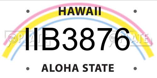 IIB3876 Hawaii License Plate