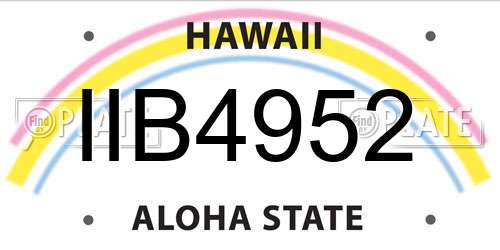 IIB4952 Hawaii License Plate