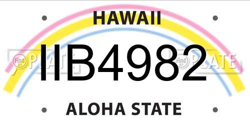IIB4982 Hawaii License Plate