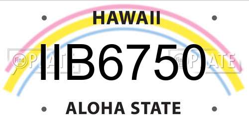 IIB6750 Hawaii License Plate