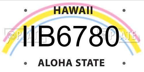 IIB6780 Hawaii License Plate