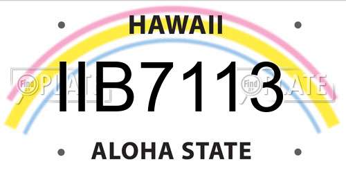 IIB7113 Hawaii License Plate