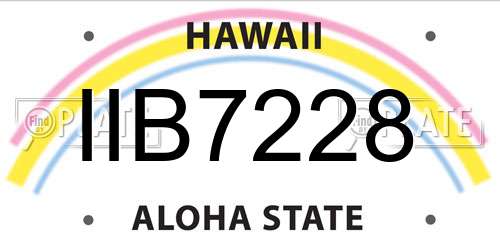 IIB7228 Hawaii License Plate