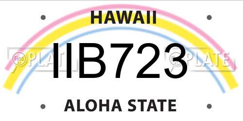 IIB723 Hawaii License Plate