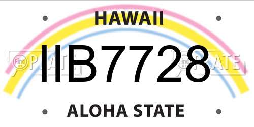 IIB7728 Hawaii License Plate