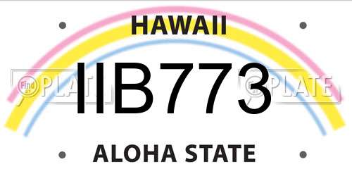 IIB773 Hawaii License Plate