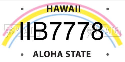 IIB7778 Hawaii License Plate
