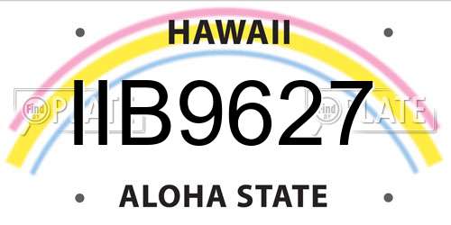 IIB9627 Hawaii License Plate