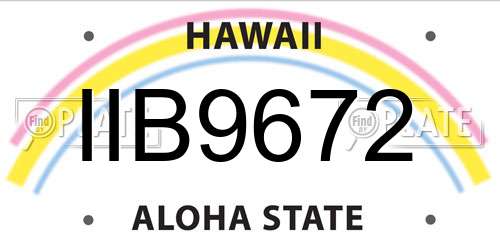 IIB9672 Hawaii License Plate
