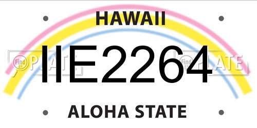 IIE2264 Hawaii License Plate