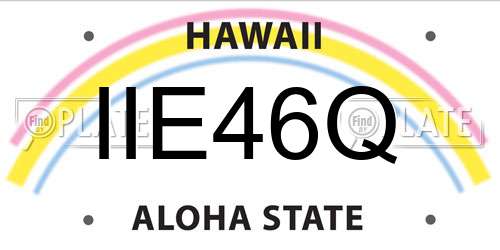 IIE46Q Hawaii License Plate