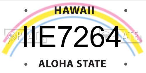 IIE7264 Hawaii License Plate