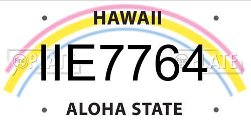 IIE7764 Hawaii License Plate