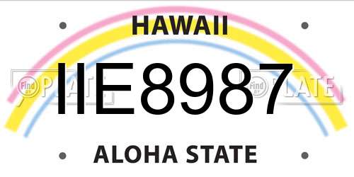 IIE8987 Hawaii License Plate