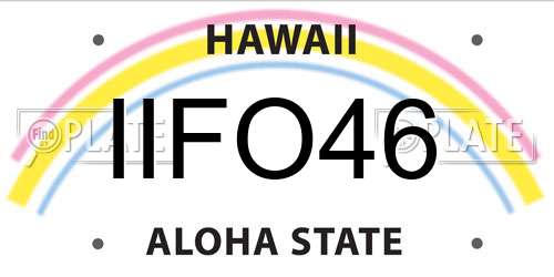 IIFO46 Hawaii License Plate
