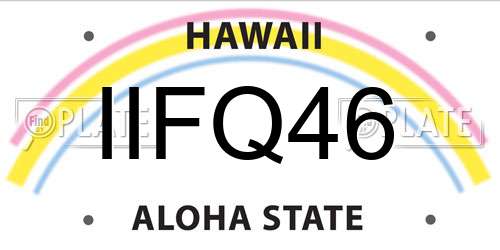 IIFQ46 Hawaii License Plate