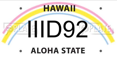 IIID92 Hawaii License Plate