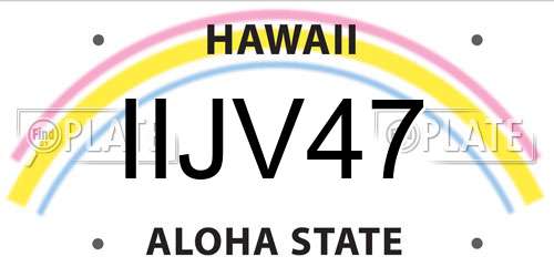 IIJV47 Hawaii License Plate