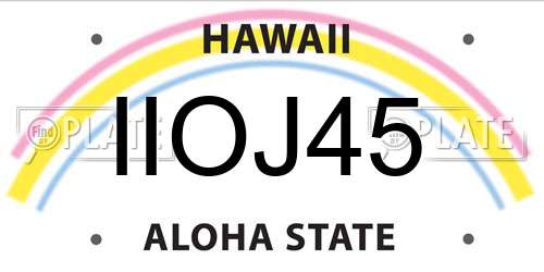 IIOJ45 Hawaii License Plate