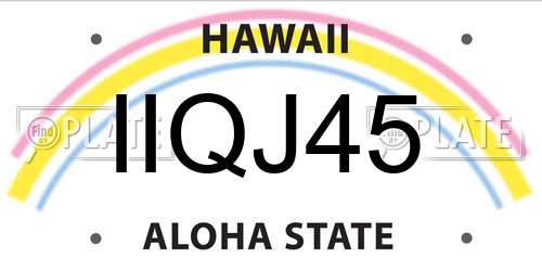 IIQJ45 Hawaii License Plate