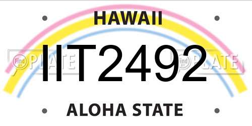 IIT2492 Hawaii License Plate