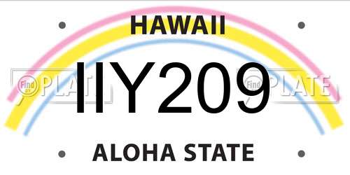 IIY209 Hawaii License Plate