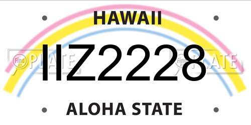 IIZ2228 Hawaii License Plate