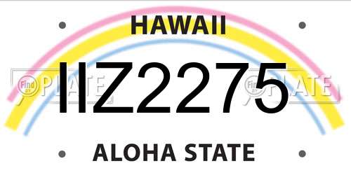 IIZ2275 Hawaii License Plate