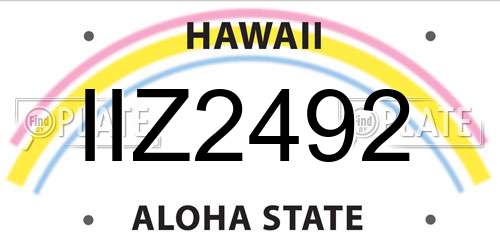 IIZ2492 Hawaii License Plate