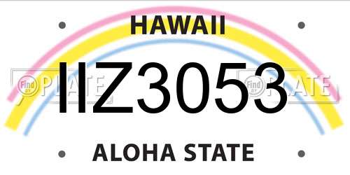 IIZ3053 Hawaii License Plate