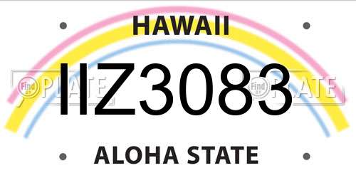 IIZ3083 Hawaii License Plate
