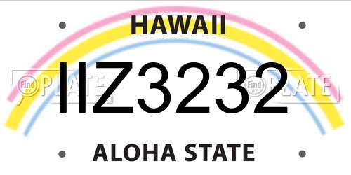 IIZ3232 Hawaii License Plate