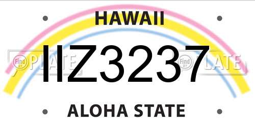 IIZ3237 Hawaii License Plate