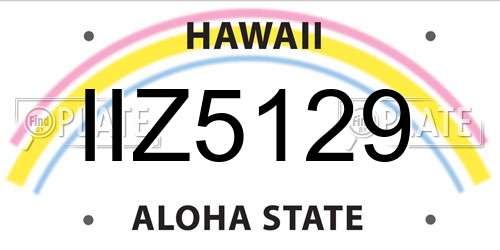 IIZ5129 Hawaii License Plate