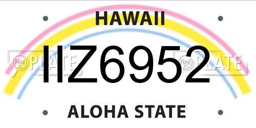 IIZ6952 Hawaii License Plate