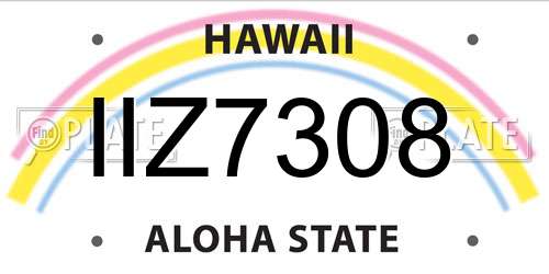 IIZ7308 Hawaii License Plate