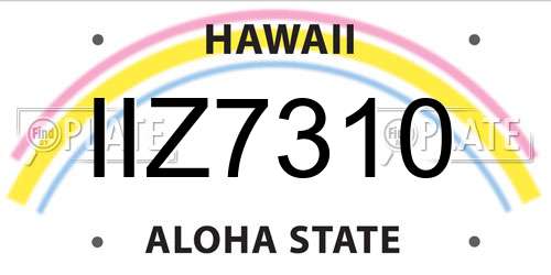 IIZ7310 Hawaii License Plate
