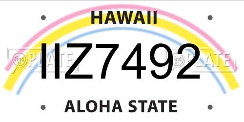 IIZ7492 Hawaii License Plate