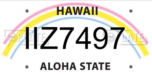 IIZ7497 Hawaii License Plate